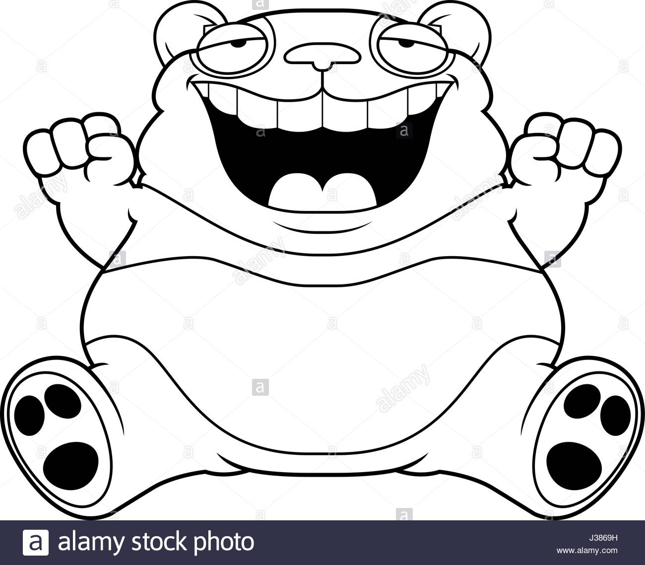 1300x1138 A Cartoon Illustration Of A Fat Panda Bear Smiling And Sitting