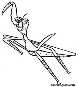 303x338 Printable Kung Fu Panda Master Mantis Coloring Pages