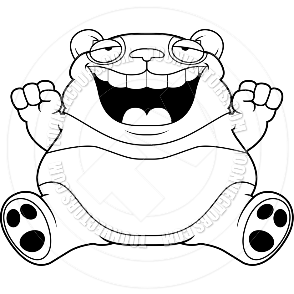 940x940 Cartoon Fat Panda Bear Sitting (Black And White Line Art) By Cory