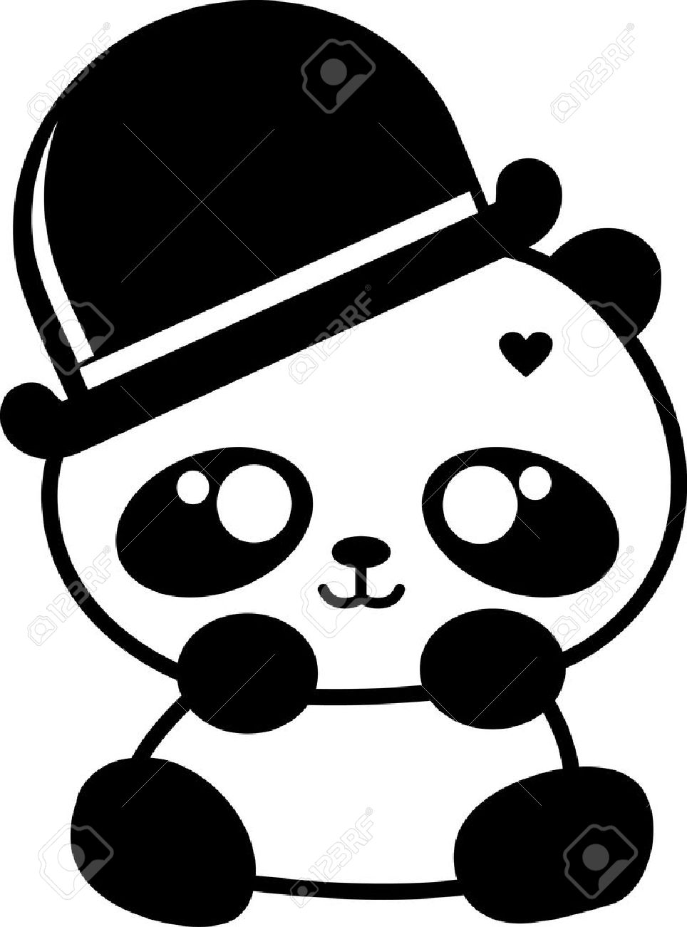 964x1300 Cute Little Panda With Hat Royalty Free Cliparts, Vectors,