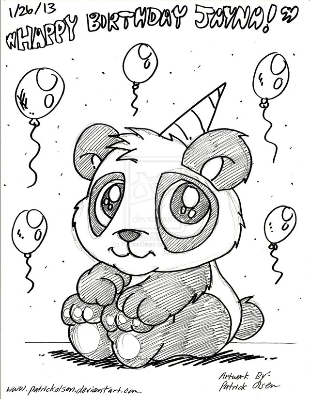 640x823 Birthday Panda Drawing