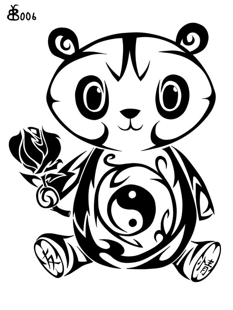774x1032 Collection Of Tribal Bamboo Tree And Panda Tattoo Sketch
