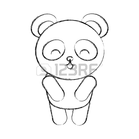 450x450 Cute Sketch Draw Panda Bear Face Graphic Design Stock Photo