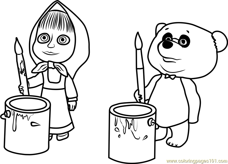 800x575 Masha And Panda Coloring Page
