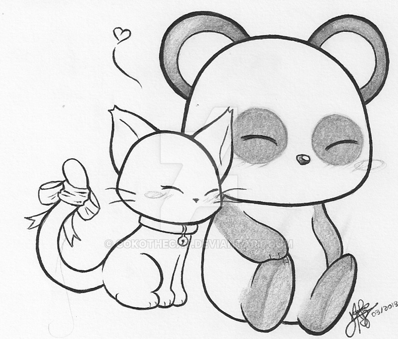 800x681 Cat And Panda By Cokothecat