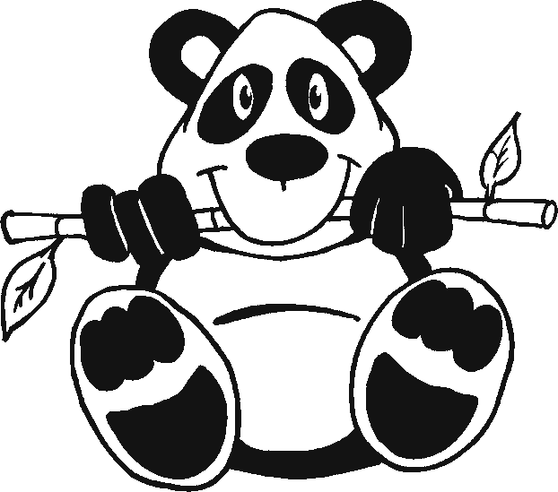 622x549 Coloring Panda Eats A Branch Of Bamboo Picture