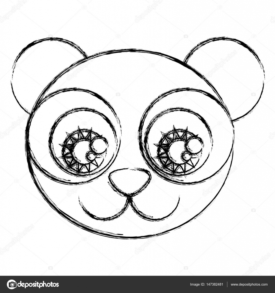 963x1024 Blurred Silhouette Caricature Face Panda Bear With Big Eyes