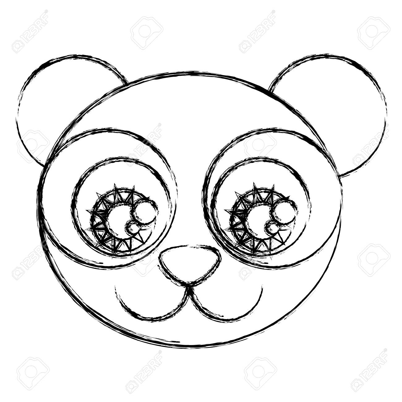 1300x1300 Blurred Silhouette Caricature Face Panda Bear With Big Eyes Vector
