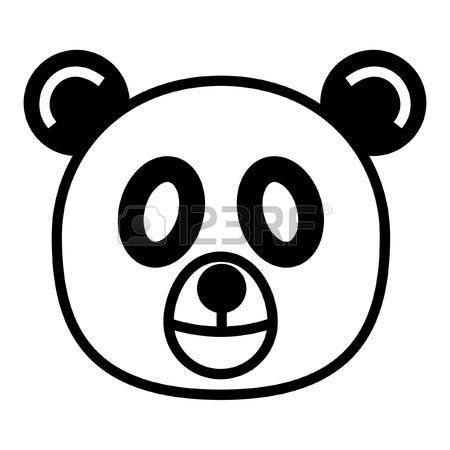 450x450 Outline Cartoon Head Of Panda Isolated On White Background Stock