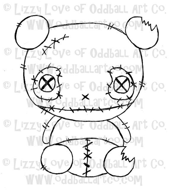 570x642 Digi Stamp Digital Instant Download Creepy Cute Zombie Panda