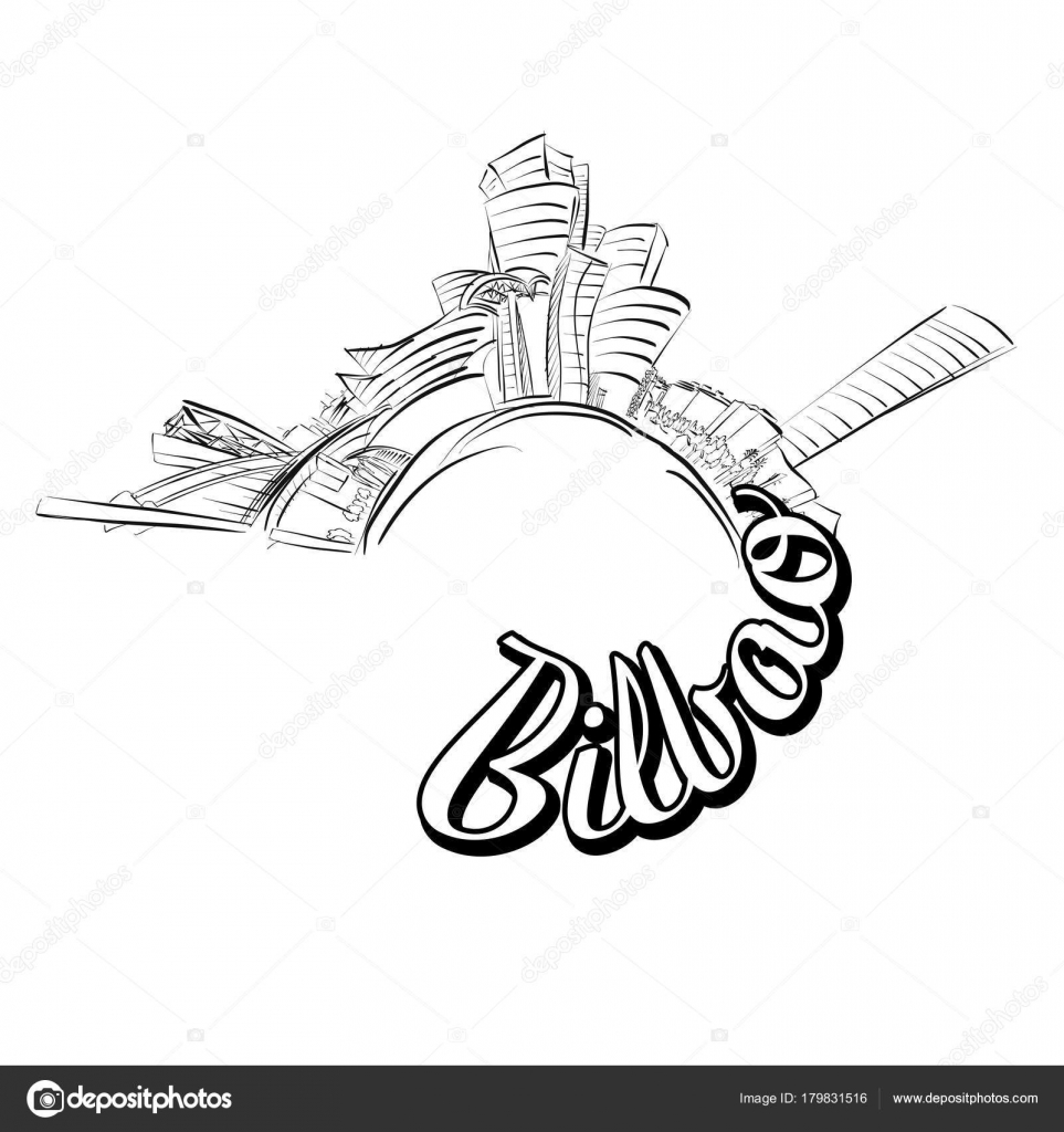 963x1024 Bilbao Panorama Cover Design Stock Vector