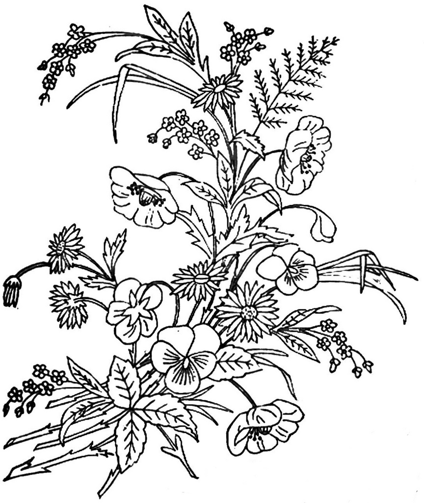 864x1024 1886 Ingalls Wild Roses, Pansies Floral Spray This Image