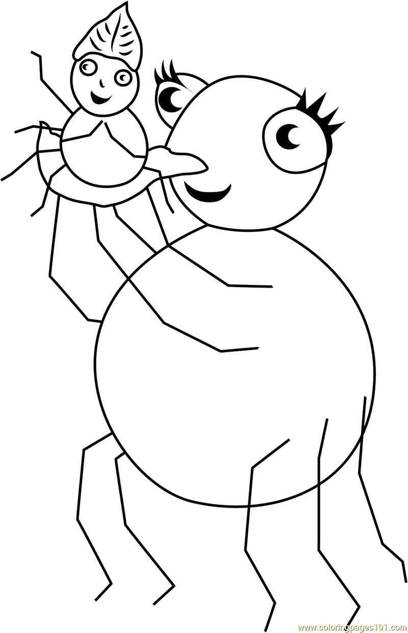 800x1242 So Happy Miss Spider With Pansy Coloring Page