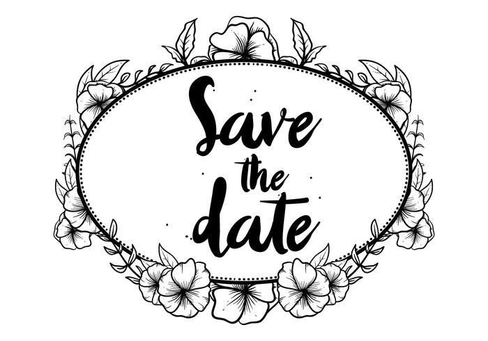 700x490 Hand Darwn Pansy Save The Date Invitation Vector