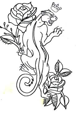 245x398 Rose Flowers And Panther Tattoo Design