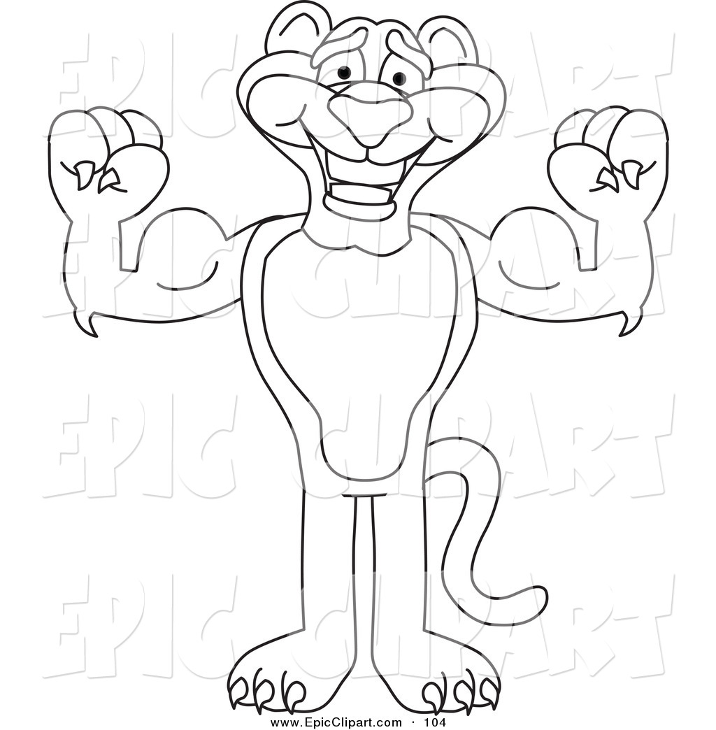 1024x1044 Vector Clip Art Of An Outline Design Of A Panther Character Mascot