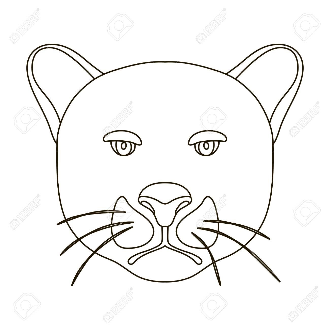 1300x1300 Black Panther Icon In Outline Style Isolated On White Background