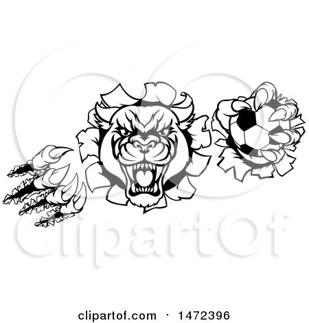 450x470 Clipart Of A Tough Roaring Black Panther Mascot Head