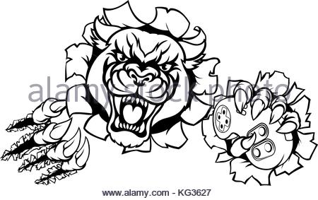 450x283 A Black Panther Cartoon Sports Mascot Breaking Through A Wall