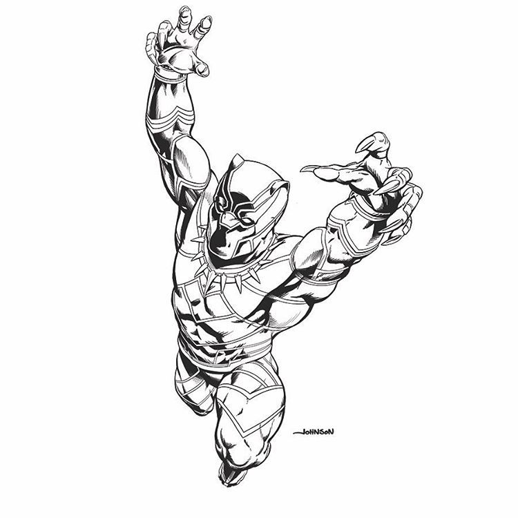 750x750 The Art Of Scott Johnson Black Panther Line Art. See Next Post