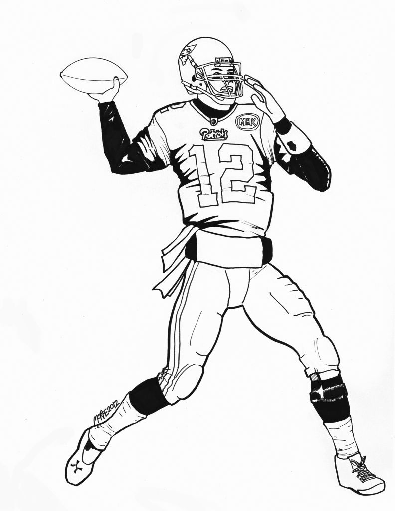 792x1024 Football Player Drawing Playing Coloring Page Pages Nfl General
