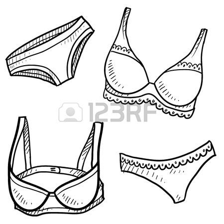 450x450 Cartoon Of Women's Underwear Hanging On A Clothesline. Royalty