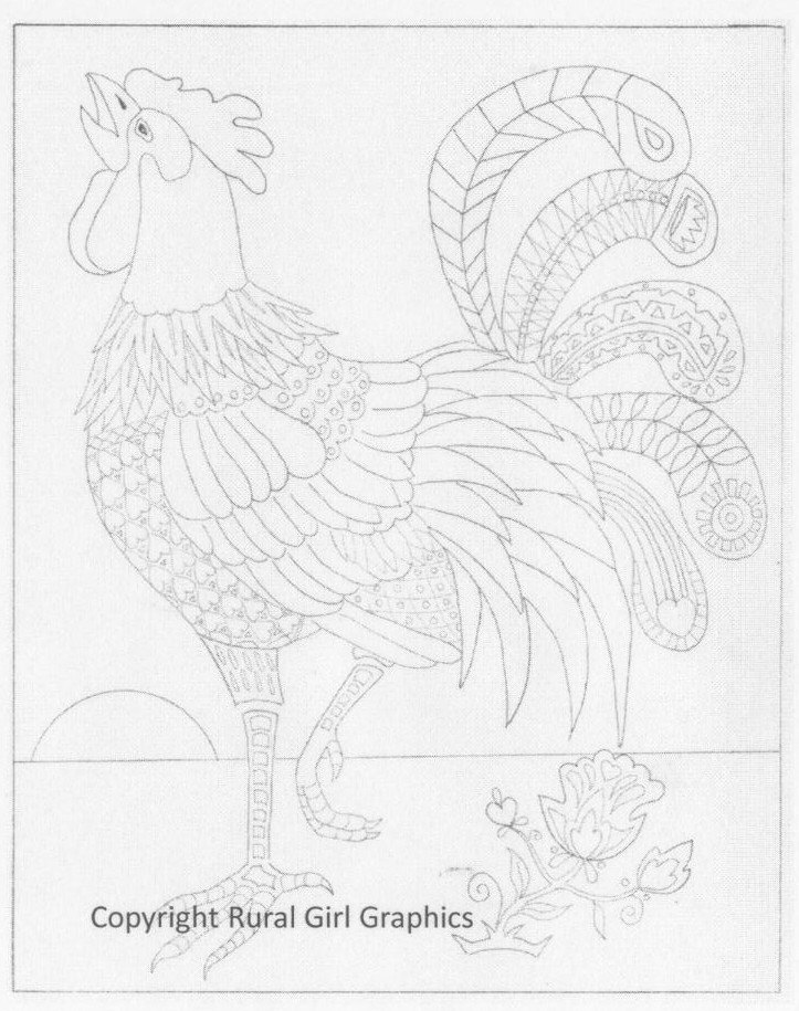 723x915 New! Rooster Coloring Sheet For Grown Ups! By Rggdmb On Etsy