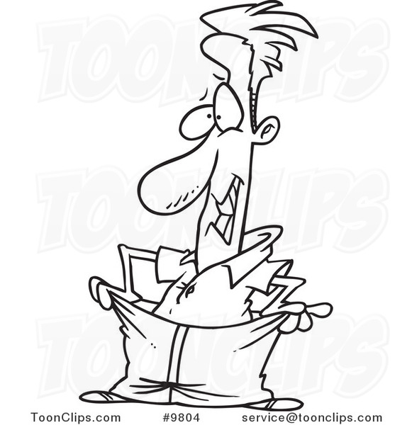 581x600 Cartoon Black And White Line Drawing Of A Guy Wearing Big Pants