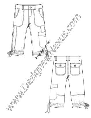 316x409 V46 Cinch Hem Pants Free Flat Fashion Sketch Illustrator