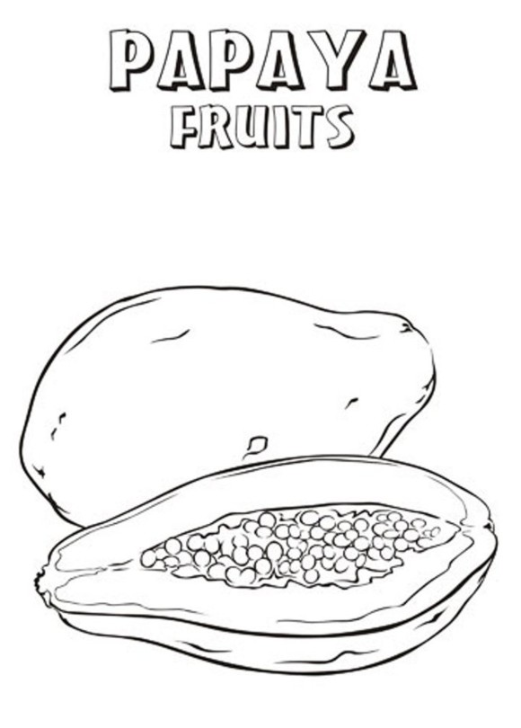 580x810 Papaya Fruit Coloring Pages Fruits Coloring Pages