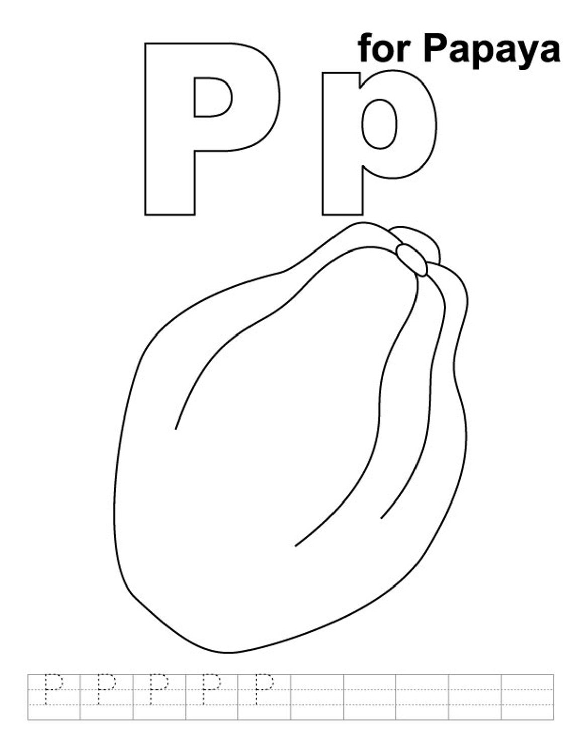 1157x1497 P For Papaya Fruit Coloring Pages Fruits Coloring Pages