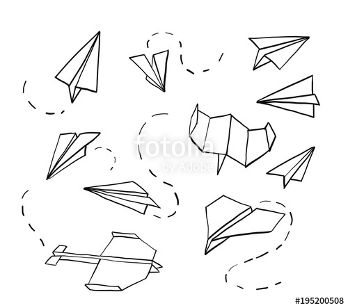 500x443 Paper Airplane. Hand Drawn Doodle Airplane. Vector Stock Image