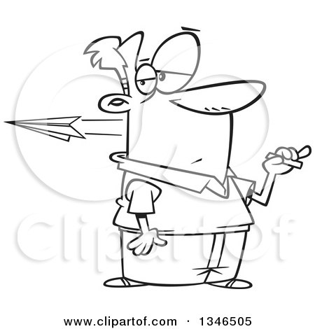 450x470 Lineart Clipart Of A Cartoon Black And White Male Teacher Holding