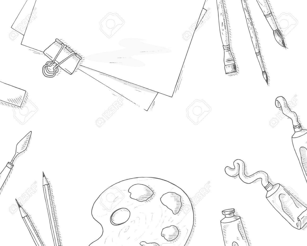 1300x1040 Art Tools Background. Artist Creative Quipment Sketch Brushes