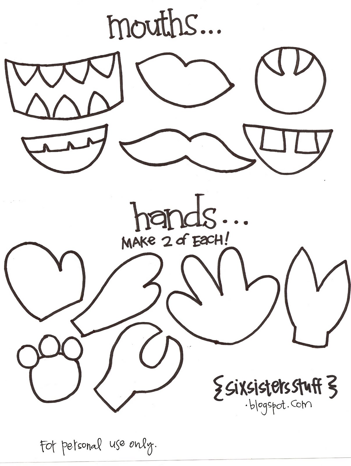 1206x1600 Kindergarten Printable Hat Templates Paper Bag Puppets Crafts