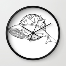 264x264 Paper Boat Wall Clocks Society6