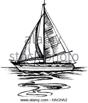 300x351 Sailing Boat Vector Sketch Isolated Stock Vector Art