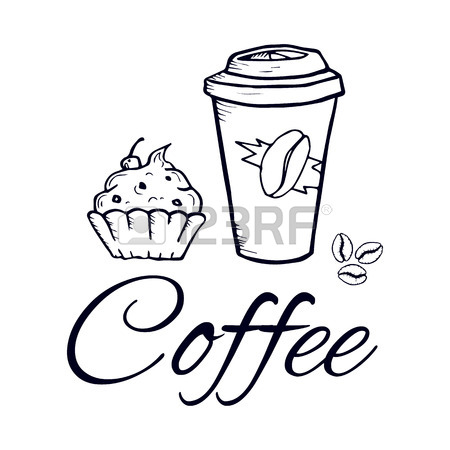 450x450 Vector Colored Coffee Set Cezve, Cup, Spoon, Coffee, Muffin