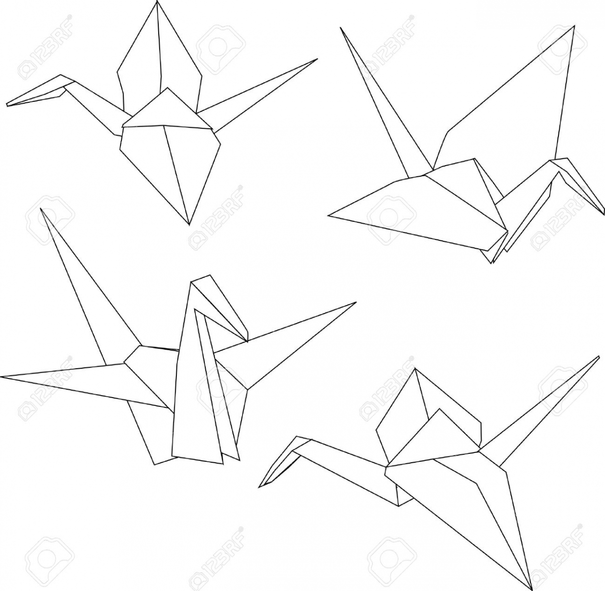 1235x1207 Japanese Origami Paper Cranes Royalty Free Cliparts With Regard