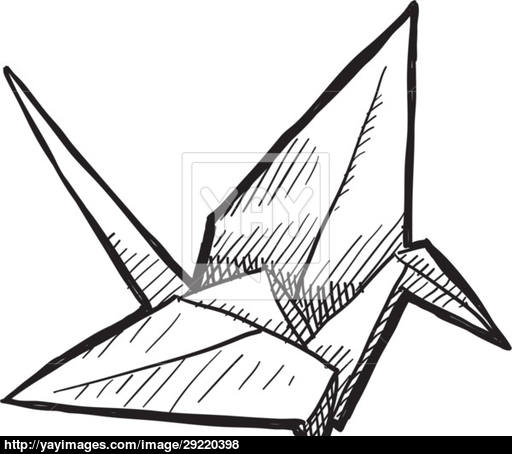 512x454 Origami Crane Sketch Vector