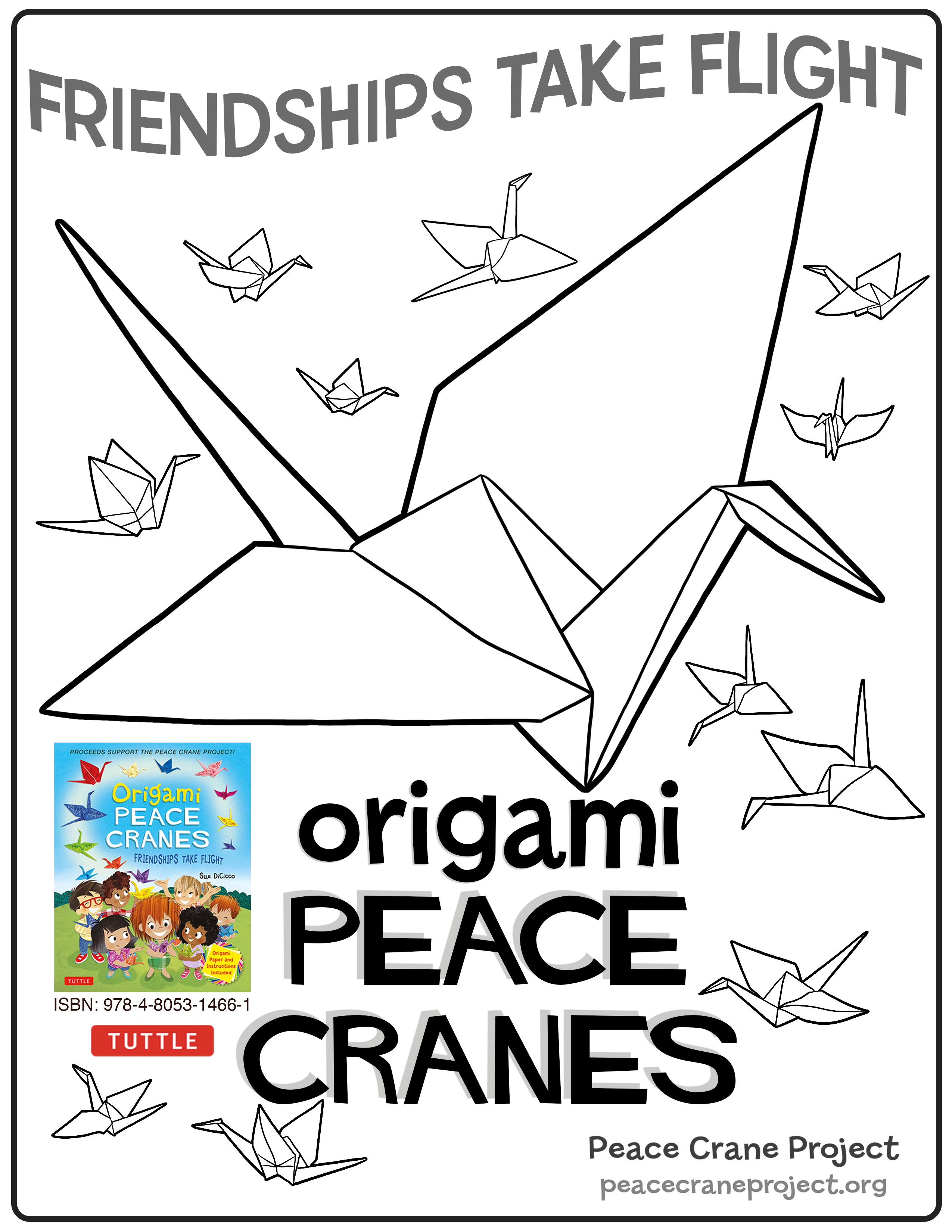 2550x3300 Coloring Pages Peace Crane
