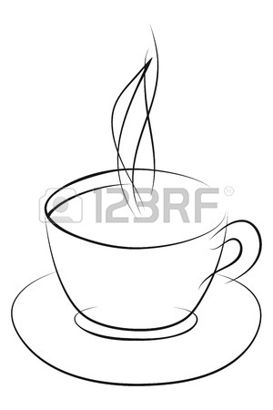 300x450 Cup Of Coffee Or Tea, Drawing With Chalk On Black Board Royalty