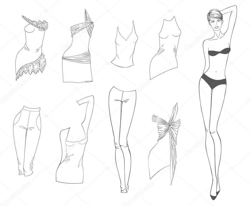 1024x843 Vector Paper Doll Of A Young Beautiful Girl And Summer Clothes