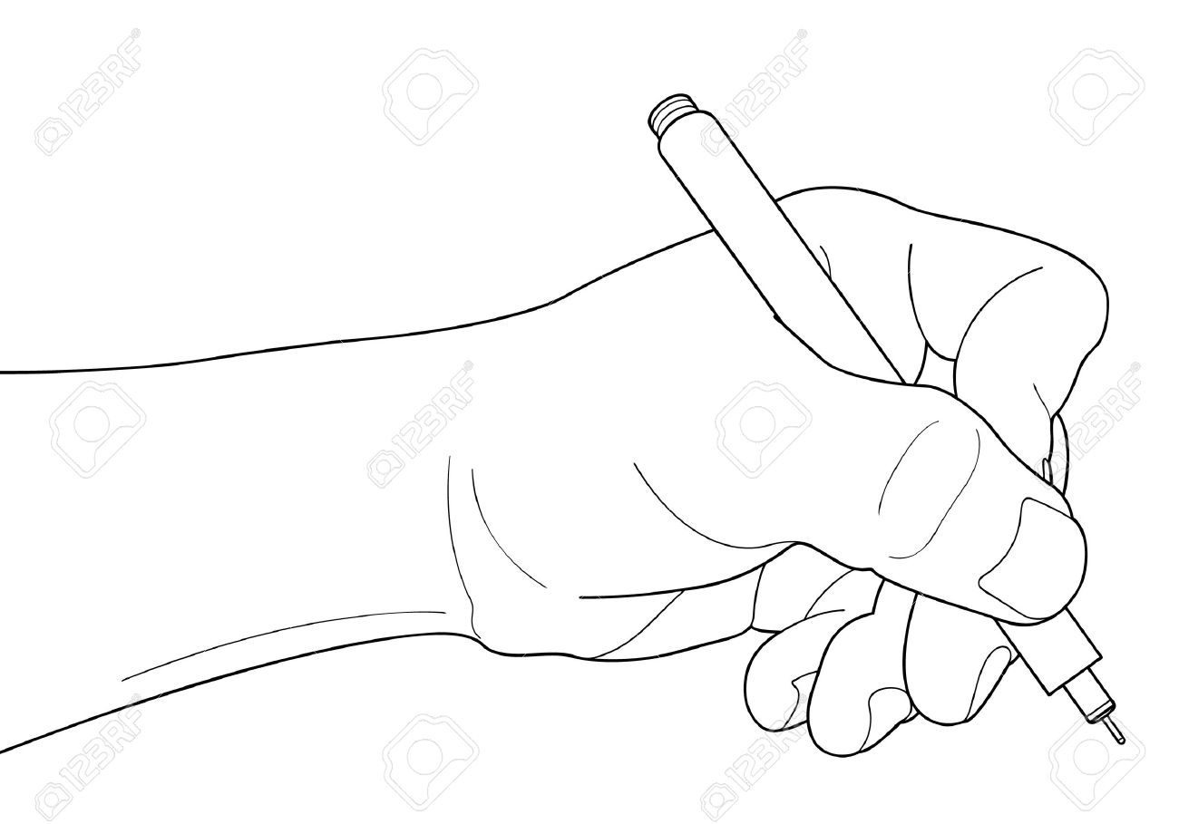 1300x909 Hands With Pen Over Paper Isolated On White Background Royalty