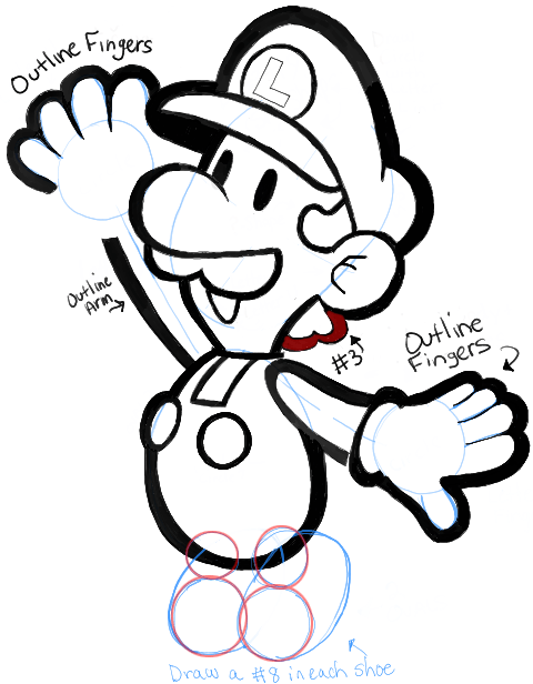 480x616 How To Draw Paper Luigi From Paper Mario Step By Step Drawing