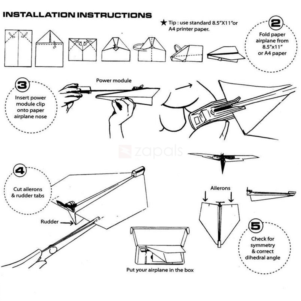 1024x1024 Powerup Electric Motor Powered Diy Paper Airplane Model Folding