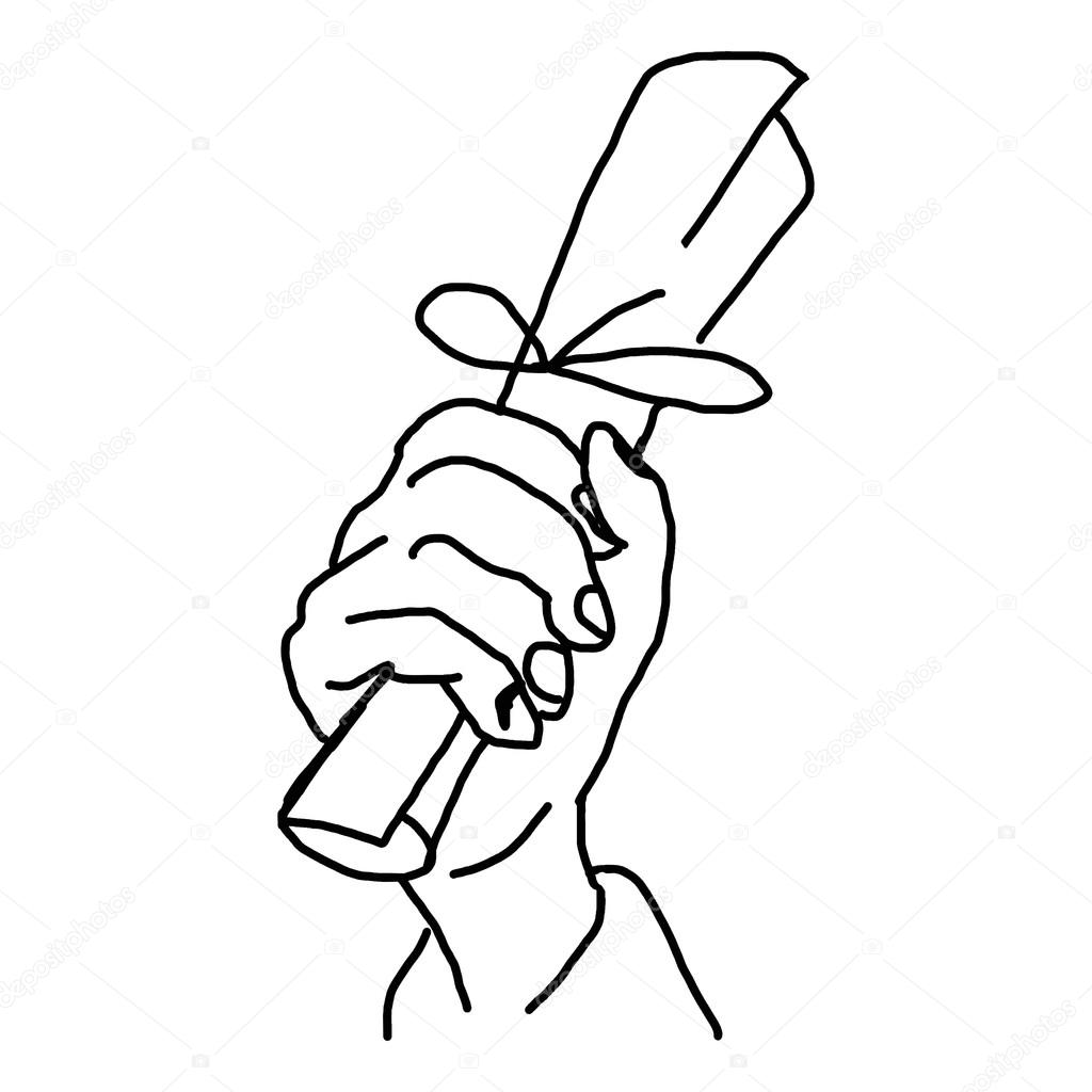 1024x1024 Hand Drawn Doodles Of Hand Holding Paper Roll Stock Vector