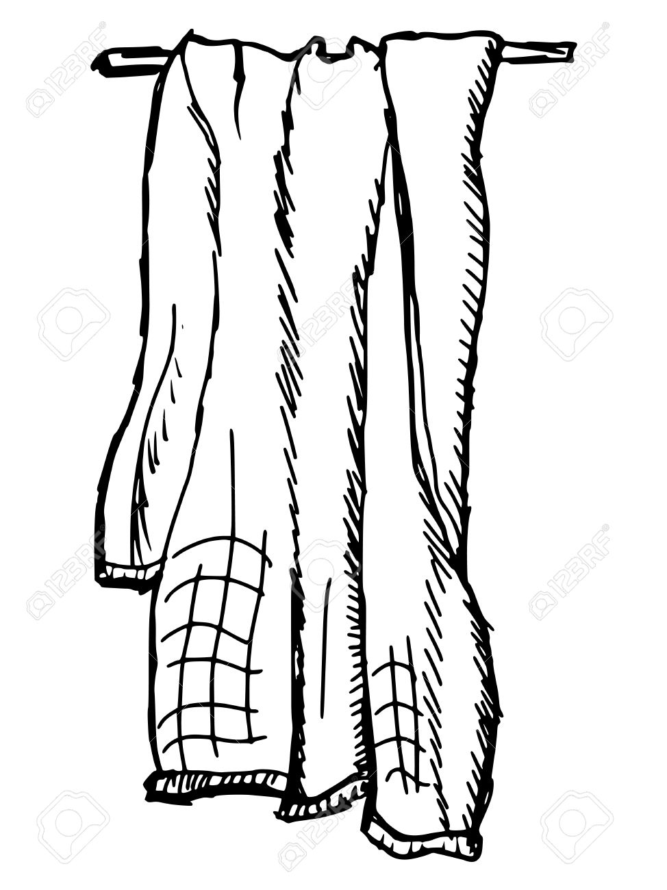 974x1300 Hand Drawn, Sketch Illustration Of Towel Royalty Free Cliparts