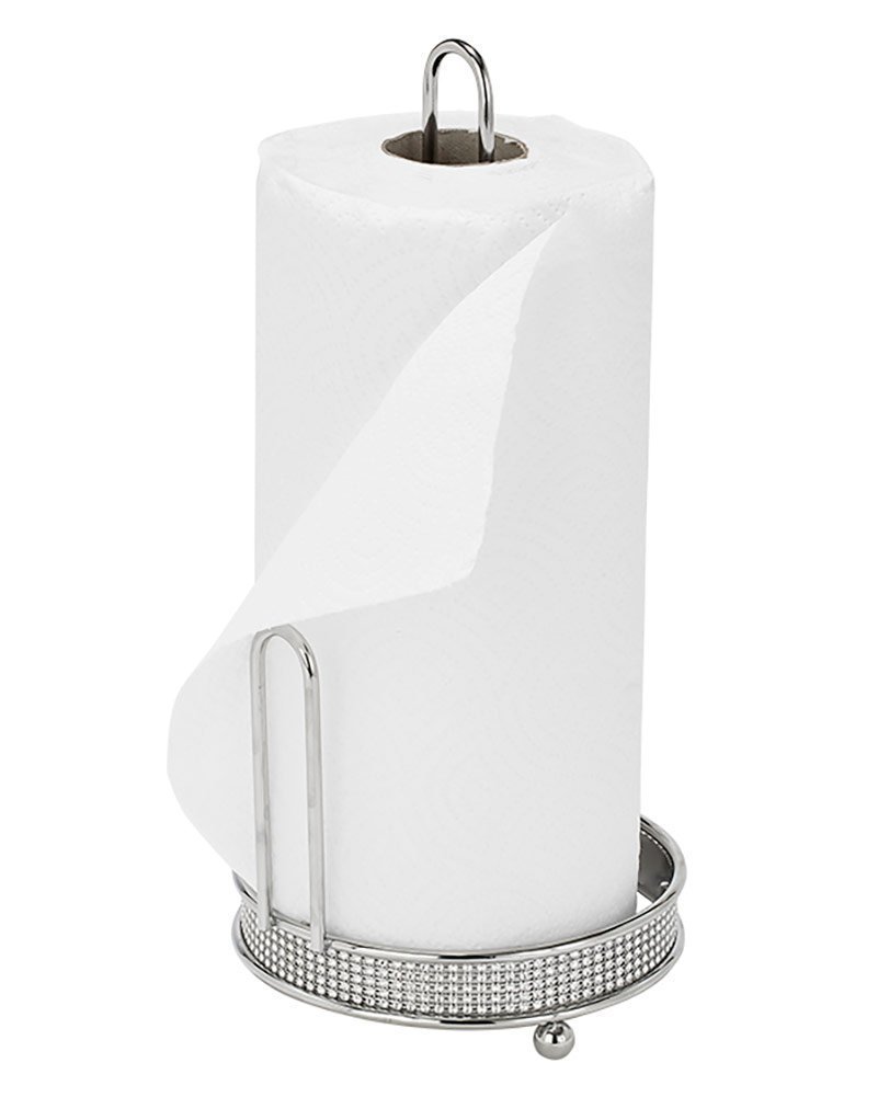 801x1001 Kitchen Details Diamond Pave Paper Towel Holder, Chrome, 6.3x6