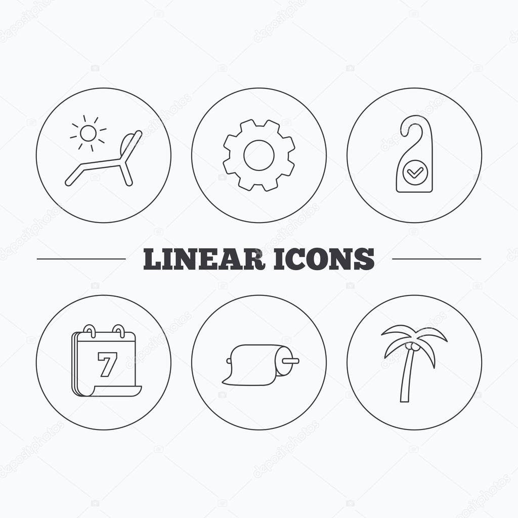 1024x1024 Palm Tree, Paper Towel And Beach Deck Chair Icons. Stock Vector